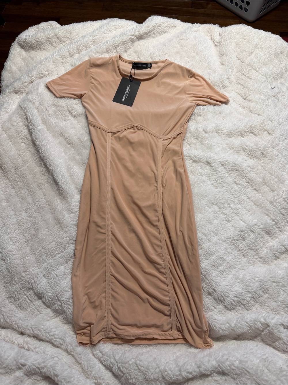 PrettyLittleThing nude Peach Sculpted Midi Dress